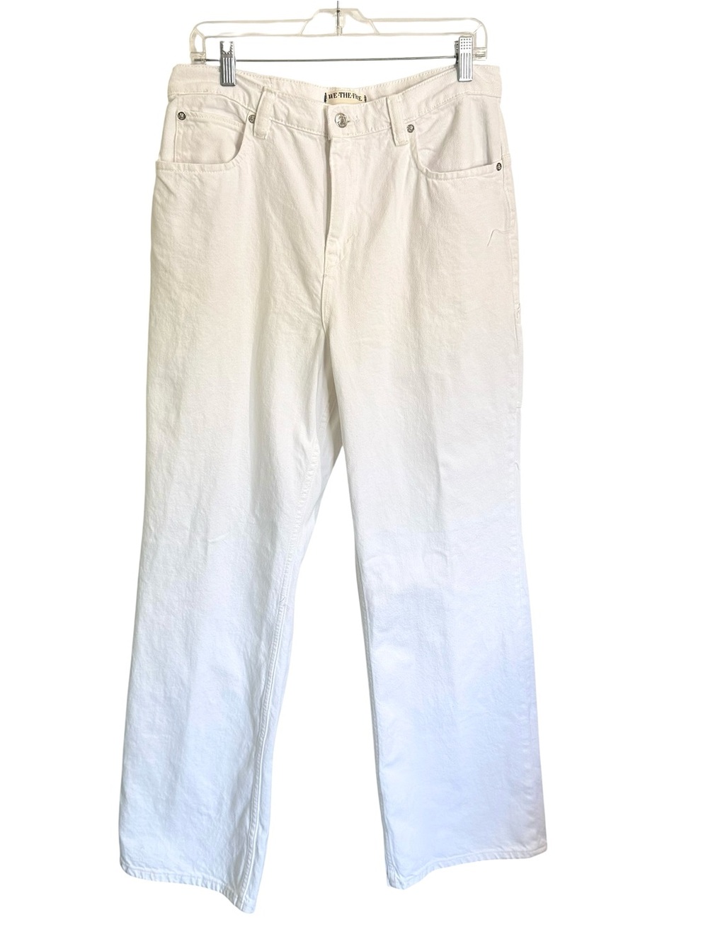 We The Free People Size 31 Tinsley Baggy Jeans White High Rise Straight Leg - Picture 2 of 11